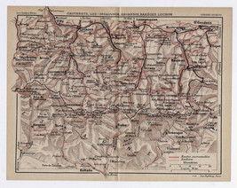 1926 Original Vintage Map Of Vicinity Of Lourdes Luchon Pyrenees France Spain - £16.85 GBP
