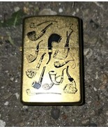 Zippo Pipe Lighter - Brushed Solid Brass With Pipe Logos - £41.94 GBP