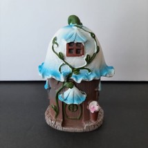 Fairy Garden Forest Figurine Blue Floral Mini House Cottage 4.25&quot; - £5.52 GBP