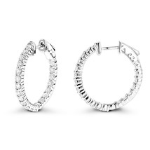 2.20 KT Finto Diamanti Interno Fuori Orecchini a Cerchio 14k Placcato Oro Bianco - $95.36