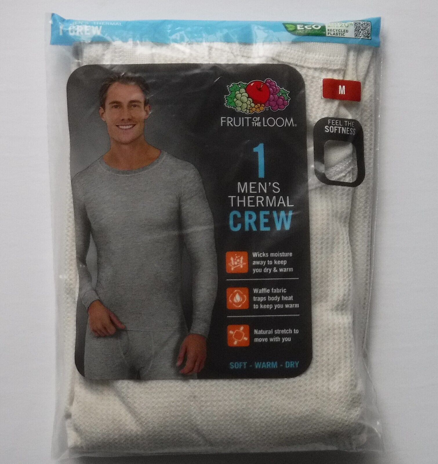 Fruit Of The Loom Mens Thermal Crew Shirt Size Medium Long Johns Underwear White - £7.58 GBP