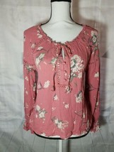 American Rag Women&#39;s Rose Floral Bell Long Sleeve Baby Doll Top Size XS NWT - £13.07 GBP