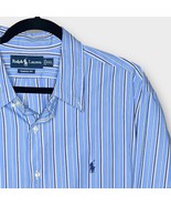RALPH LAUREN classic fit blue/white stripe cotton button down shirt size... - $46.32 CAD