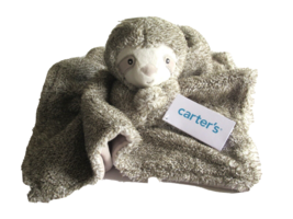 NWT Carters Plush Stuffed Animal Sloth Gray Soft Security Blanket Lovey Shaggy - £16.75 GBP