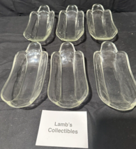 Vintage Banana Split Dishes - Boats Clear Heavy Glass Set Of six Paris Arkansas - £49.85 GBP