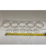 Vintage Hollywood Regency Optic Glass Gold Band Stripes Cocktail Glasses... - $34.66 CAD