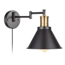 Swing Arm Wall Lamp Plug-In Cord Industrial Wall Sconce, Bronze And Black Finish - £30.79 GBP