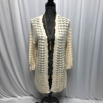Lauren Conrad Cardigan Womens Medium Cream Loose Weave Open Front Sweater - £12.52 GBP