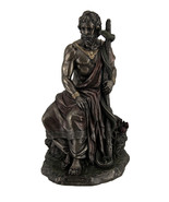 Asclepius Greek God of Medicine Holding Serpent Entwined Staff Bronzed S... - £62.34 GBP