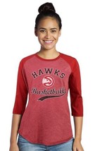 NWT NBA Atlanta Hawks &quot;Howard&quot; Women&#39;s Size 2XL Red 3/4 Sleeve Raglan Tee Shirt - £15.99 GBP