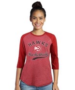 NWT NBA Atlanta Hawks &quot;Howard&quot; Women&#39;s Size 2XL Red 3/4 Sleeve Raglan Te... - £15.91 GBP