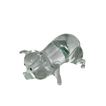 Unbranded Clear Art Glass Pig Piggy Piglet Paperweight Miniature 2.25&quot; F... - £14.77 GBP