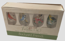 $20 Portfolio Backyard Friends Hand Painted Vintage Birds Water Wine Goblet 4 - £14.12 GBP