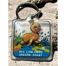 Vintage Oregon Coast Sea Lion Caves Keychain Acrylic Lane County - £7.84 GBP