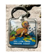 Vintage Oregon Coast Sea Lion Caves Keychain Acrylic Lane County - £7.85 GBP