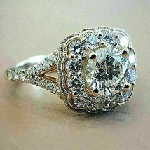 Antique Art Deco 2.81CT Round Diamond Vintage Wedding Ring 14K White Gold Over - £100.15 GBP