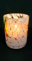 Glass Hurricane Confetti white and multi- color Candle Holder - Contemporary 4.5 - £17.15 GBP