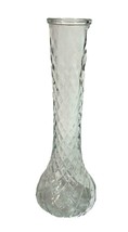 Mid Century Vintage Hoosier Glass 4092 3 Clear Diamond Bud Vase 9 Inches - £9.16 GBP