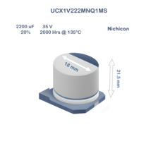 3Pcs UCX1V222MNQ1MS Nichicon Alum. Electrolytic Capacitor SMD 2200uF 35V 18x21.5 - £5.78 GBP