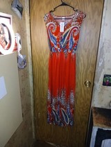 Bodafa Maxi Dress Boho Paisley Print Red Silk Blend Women&#39;s Size Medium NWT - $29.07