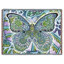 72x54 Blue Morpho Butterfly Afghan Throw Blanket - £50.63 GBP