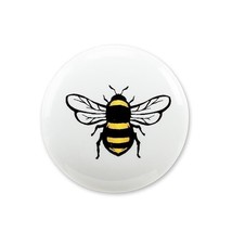 Bee Drawer Knobs Set 4 Ceramic Metal Yellow White Black 1.5" Diameter Silver End image 2