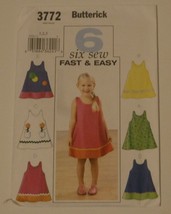Butterick Sewing Pattern # 3772 Toddler Childrens Dress Uncut - £3.92 GBP