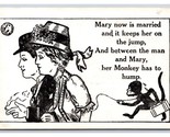 Comic Risque Limerick Mary and Her Humping Monkey UNP Blank Back Postcar... - $4.42