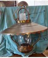 Vintage brass and glass hanging lamp 17 inches tall and 15 inches wide - £74.83 GBP