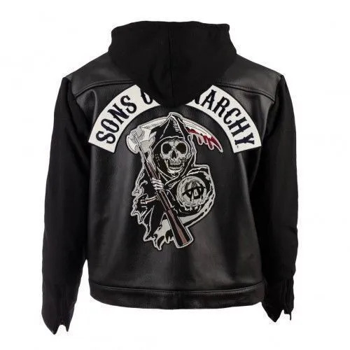 Sons of Anarchy SOA Jax Teller Charlie Hunnam Redwood Real Leather Hooded Jacket