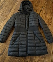 T TAHARI Women’s Irene Hooded Puffer Jacket Black Size M - £46.70 GBP