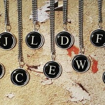 Vintage Typewriter Letter Key Necklace Chrome Name Personalised Initial Choose - $10.12