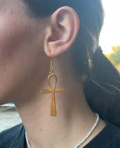 Egyptian Ankh Life Symbol Cross Earrings - £6.93 GBP