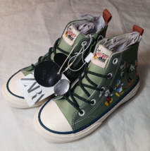 New Zara Disney Girls Size 12.5 Mickey Mouse Olive Green High Top Sneaker Shoes - £19.83 GBP