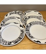 8 Corelle Nouveau Dinner Plates Set 10.5&quot; Corning Black Gray White Scrol... - $203.09 CAD