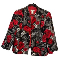 Kim Rogers Blazer/Jacket Size 10P Medium Petite Floral Red Black Multicolor - £10.62 GBP