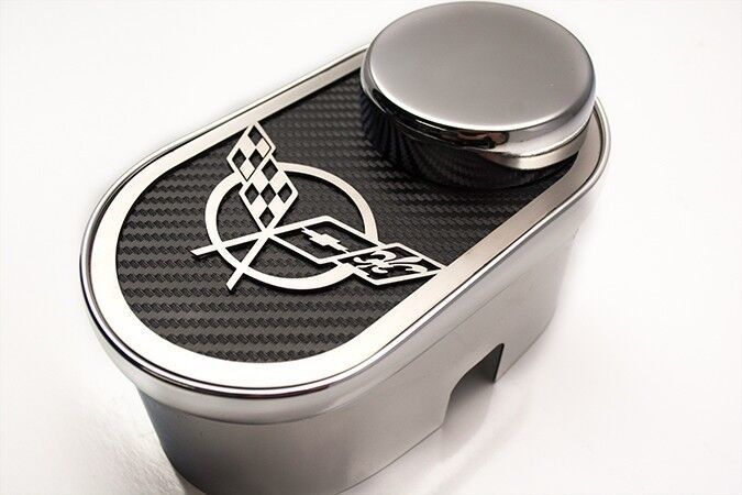 Primary image for 1997-2004 C5 Corvette - Master Cylinder Cover, Carbon Fiber Crossed Flags w/ Cap
