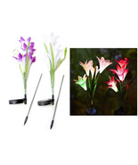 2-pack Outdoor Solar Flower Garden Stake Lights LED Light Changing Autom... - $29.61 CAD