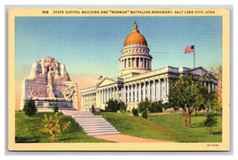 State Capitol Battalion Monument Salt Lake City Utah UT UNP Linen Postcard N25 - £2.31 GBP