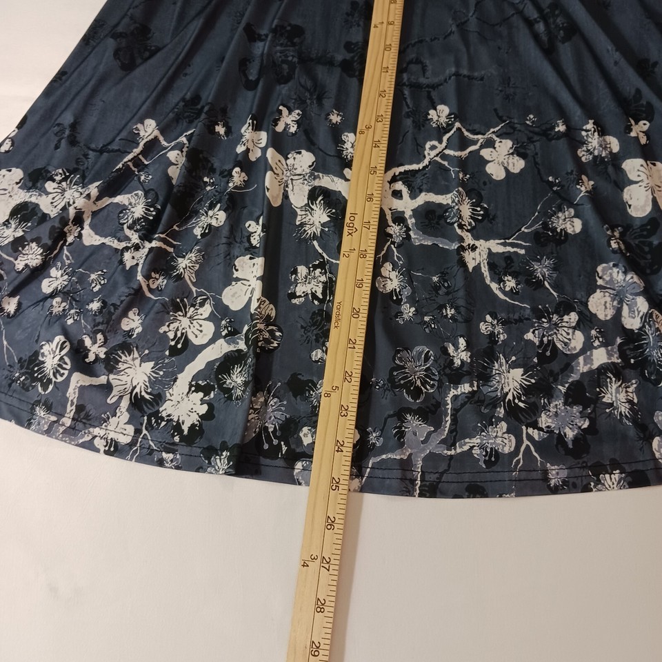 Lily By Firmiana Women's Elastic Waist Black & White Floral A-Line Skirt Size XL Item image 13