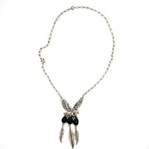 Vintage Sterling Silver Navajo Eagle Black Onyx Stone Chain Link Necklace 23 1/2 - £94.96 GBP