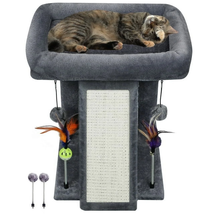 WK Cat Tree Tower with Scratching Board and Toy Balls, Grey - £31.80 GBP