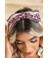 Coral Retro Floral Vine Printed Bow Knot Headband - $4.95