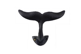 Rustic Black Cast Iron Decorative Whale Tail Hook 5&quot;&quot; - $11.99