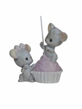 Precious Moments Porcelain Figurine I&#39;m Stuck On You Mice Cake Pop Easte... - $22.98