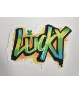 Lucky Graffiti Looking Word with Shamrock Multicolor Sticker Decal Embel... - £1.83 GBP