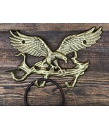 Cast Iron Rustic Gold American Patriotic Bald Eagle 3-Peg Coat Keys Wall... - $368.02 MXN
