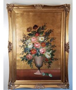 Original Oil on Canvas Still Life Flowers Wooden Framed &amp; Signed Ruggeri... - $769.23