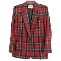 Vintage JH Collectables Tartan Plaid Blazer Size 12 100% Wool Oversized Academia - £35.96 GBP