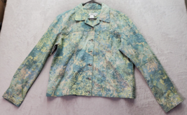 Coldwater Creek Shacket Womens Medium Green Studded Floral Collared Button Front - £18.75 GBP